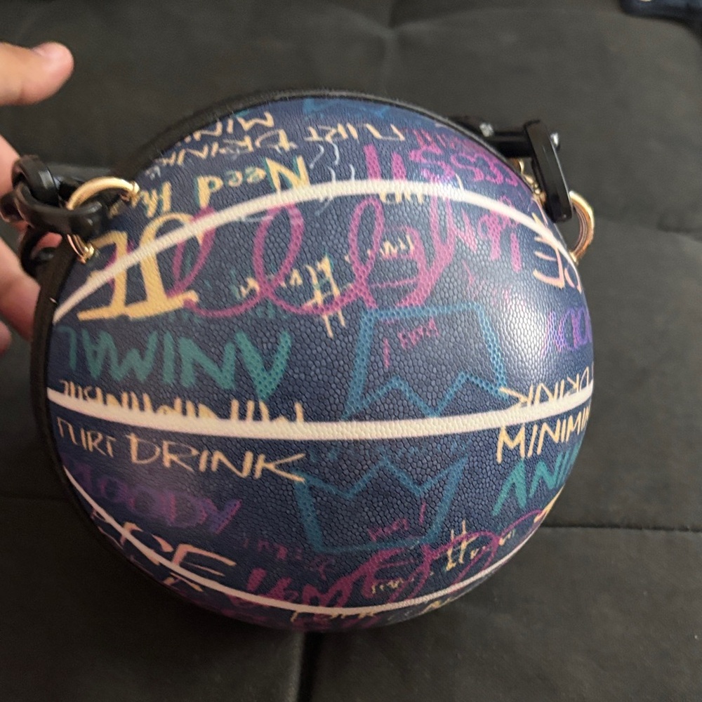 Stylish Blue Graffiti Round Bag